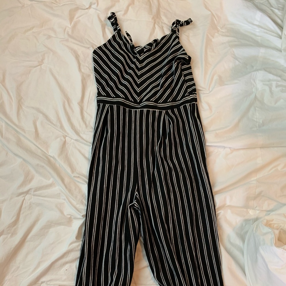 Black and White Striped Jumpsuit